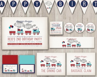 Chugga, Chugga Two Two Birthday Party Kit, Vintage Train Birthday, Train Party Decor, |  Digital Files, Print at Home