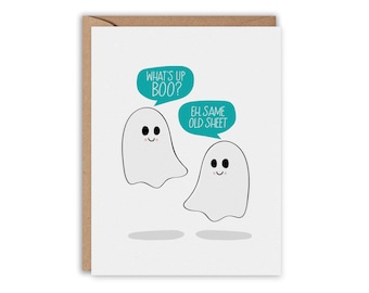 Ghost Card, Halloween Card, What's up BOO Card, Funny Greeting Card