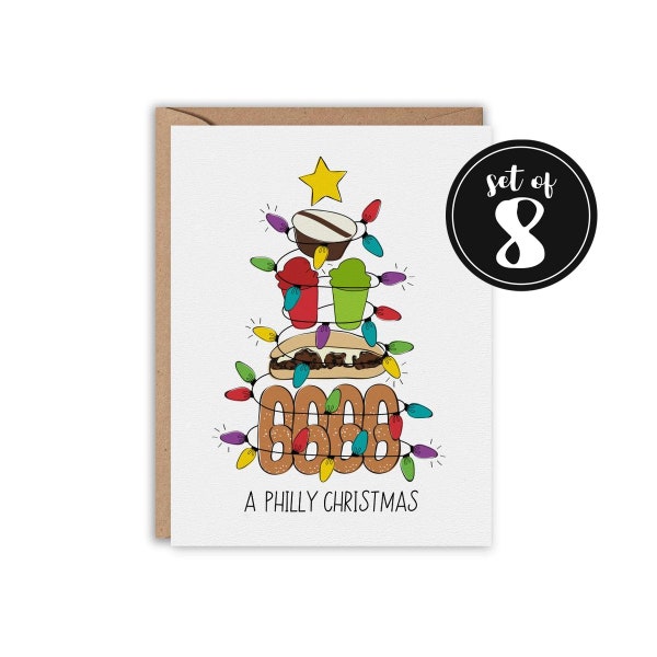 SET OF 8 A Philly Christmas, Christmas Greeting Card, Funny Greeting Card