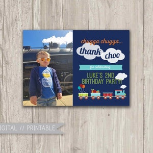 Train Birthday Thank You, Chugga, Chugga Thank CHOO, Printable Thank You Card | Digital File