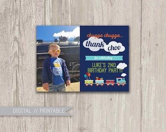 Train Birthday Thank You, Chugga, Chugga Thank CHOO, Printable Thank You Card | Digital File