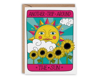 Tarot Card Birthday Card, Another Trip Around the Sun, Birthday Card