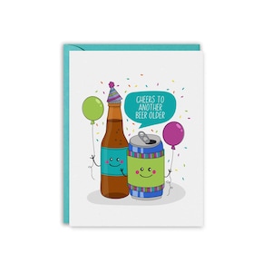 Funny Beer Birthday Day Card | Another BEER Older, Beer Pun, Blank Greeting Card