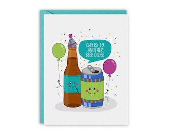 Funny Beer Birthday Day Card | Another BEER Older, Beer Pun, Blank Greeting Card