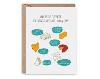 Cheesy Valentine's Day Card, Cheese Card, Cheese Lover, Valentine's Card, Funny Greeting Card