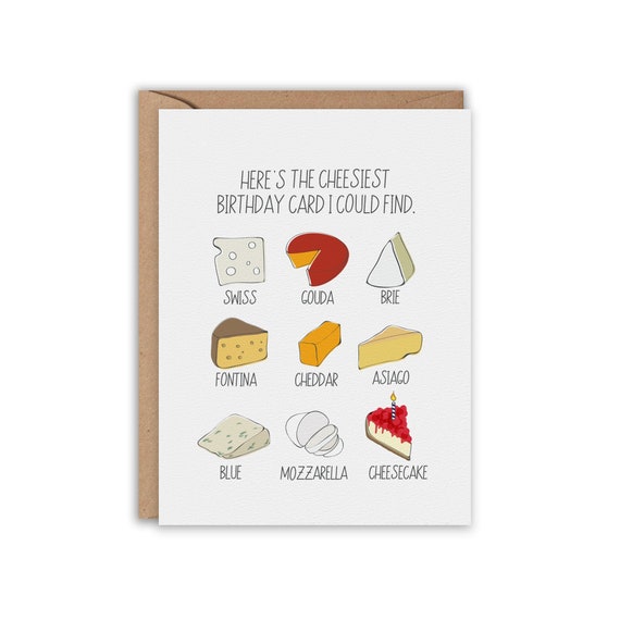 Carte D Anniversaire De Fromage Anniversaire De Gateau De Etsy