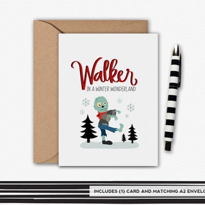 Walker in a Winter Wonderland, Zombie Holiday Card, Zombie Card, Funny Greeting Card