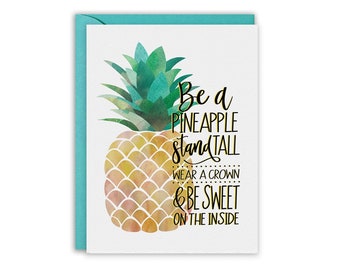 Be a Pineapple, Greeting Card, Pineapple Illustration, Friendship Card, Thinking of You Notecard