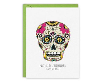 Skull Greeting Card Skull Birthday Card Day of the Dead Friendship Card Intricate Sugar Skull Card Dia de los Muertos UK