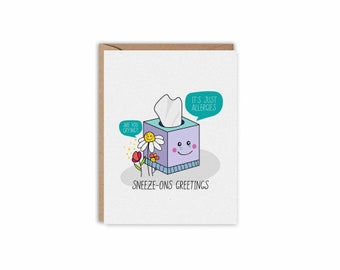 Allergy Season Card | Funny Spring Greeting, Thinking of you, Springtime Blank Notecard, Seasonal Pun