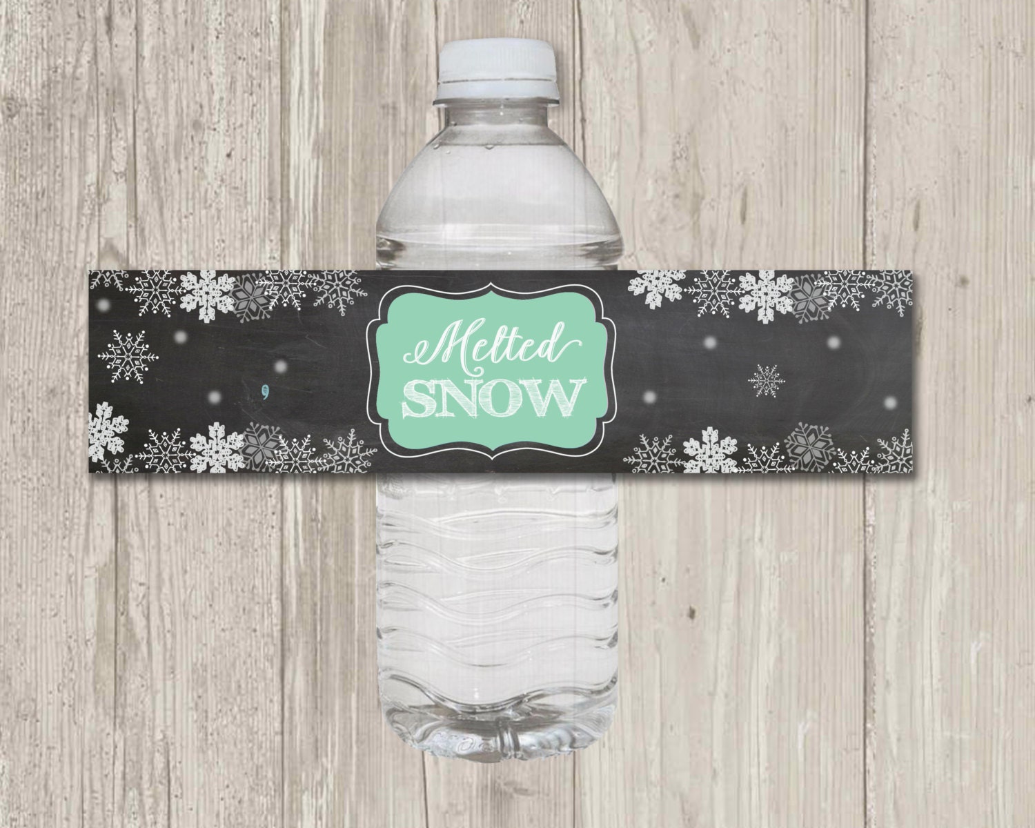 Melted Snow Water Bottle Label Faux Chalkboard Water Bottle | Etsy