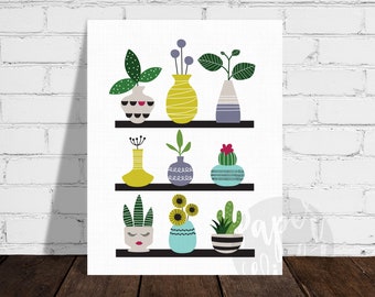 House Plant Illustration, Plant Wall Decor | Home Decor Print