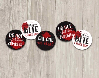 Halloween Cupcake Toppers, Halloween Party Circles, Bloody Party Decor | Printable