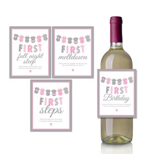 New Baby Wine Label Gift Set of 4  | Mommy Moments, Mommy  Milestone, Wine Labels, Baby Shower Gift, New Mommy Gift | PRINTED