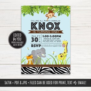 Safari Birthday Party Invitations, Safari favor tags, Wild Birthday | Digital Files