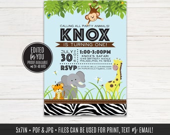 Safari Birthday Party Invitations, Safari favor tags, Wild Birthday | Digital Files