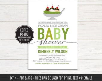 Pickles and Ice Cream Baby Shower, favor tags, Cravings Baby Shower Invitations