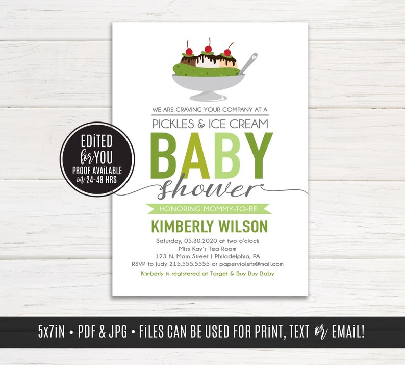 Pickles and Ice Cream Baby Shower Favor Tags Cravings Baby Etsy