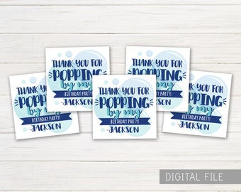 Bubble Favor Tags, POP Birthday Favor Tags | Print at Home