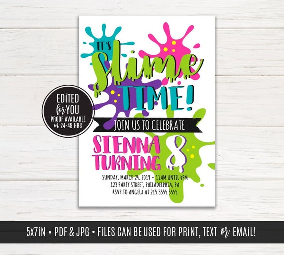 It's SLIME time Birthday Party, Slime Birthday, Slime Invitation, Slime Party favor tag | Digital Files