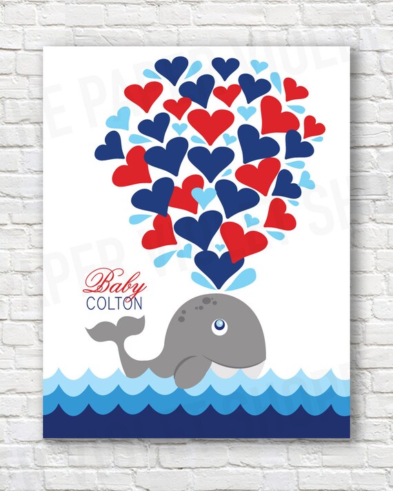 Items similar to Printable Whale Guest Book Alternative Baby Shower