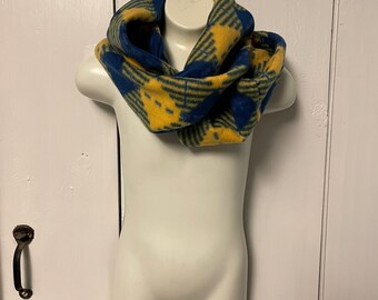 Blue and yellow Fleece Infinity Scarf