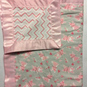 Pink bunny baby blanket | bunny blanket | Baby girl blanket | flannel baby blanket