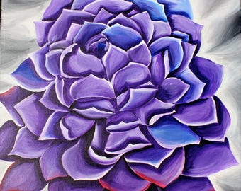 Vibrant Purple Succulent Painting