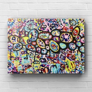 Original Wildly Colorful Circles & Shapes Abstract Painting, Fine Art