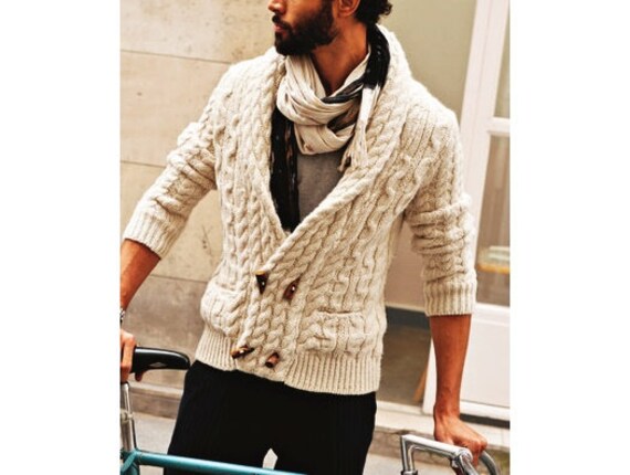 Maglione da uomo giacca di lana cardigan girocollo maglia a | Etsy Italia