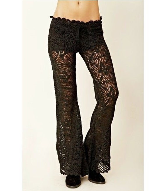 black crochet pants