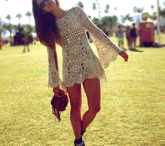 Festival Beach Crochet Sexy Dress 70s ...