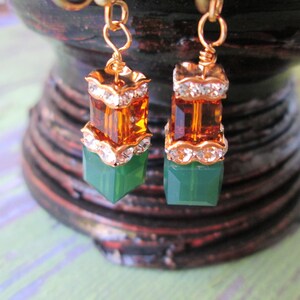 Topaz Earrings, Gold and Green Dangle Earrings, Sparkling Earrings, Womens Jewelry, Wedding Jewelry, Handmade Jewelry, Gift for Her