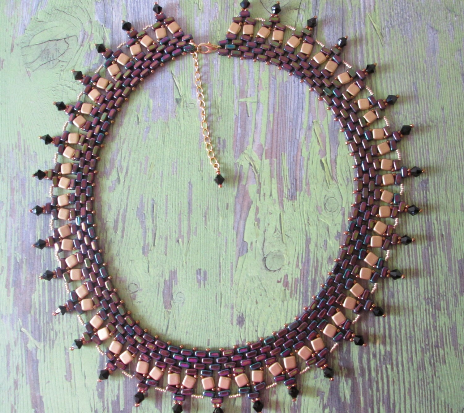 Handmade Mardi Gras Bead Woven Necklace Gift Idea Purple - Etsy