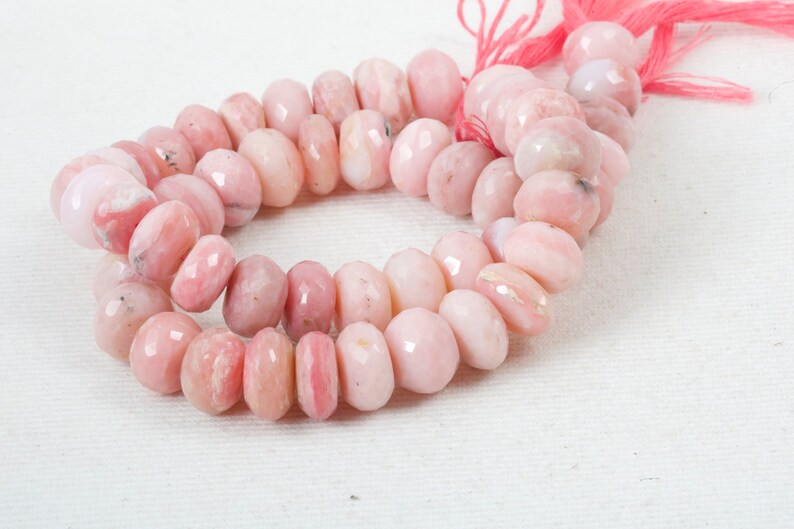 Pink Opal Roundel Faceted 12 x 8mm full 8 inch strand 26 beads Natural Un-Dyed Gemstone Pink Opal Beads
