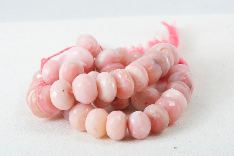 Pink Opal Roundel Faceted 12 x 8mm full 8 inch strand 26 beads Natural Un-Dyed Gemstone Pink Opal Beads