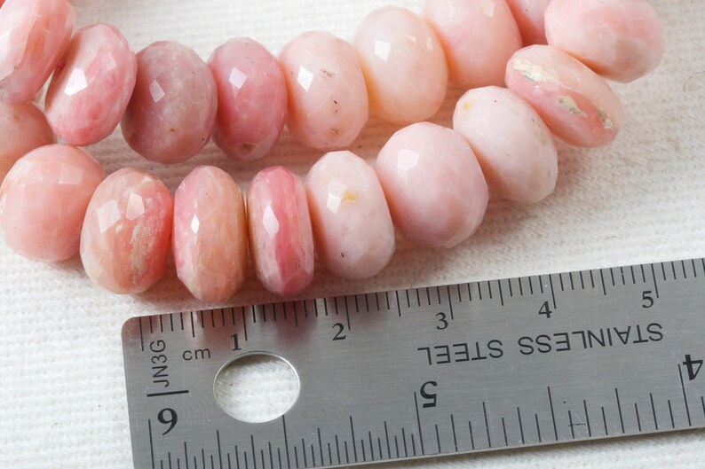 Pink Opal Roundel Faceted 12 x 8mm full 8 inch strand 26 beads Natural Un-Dyed Gemstone Pink Opal Beads
