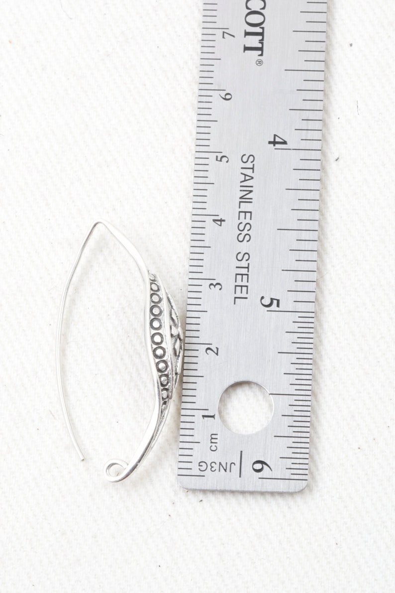 Sterling Silver Earring hook Earring components sterling silver flower long fancy earring hooks 40mm light weight matching pair