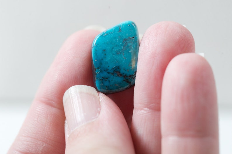 Indian Mountain turquoise Cabochon natural thin backing blue Etsy