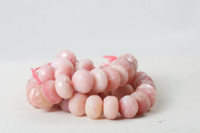 Pink Opal Roundel Faceted 12 x 8mm full 8 inch strand 26 beads Natural Un-Dyed Gemstone Pink Opal Beads