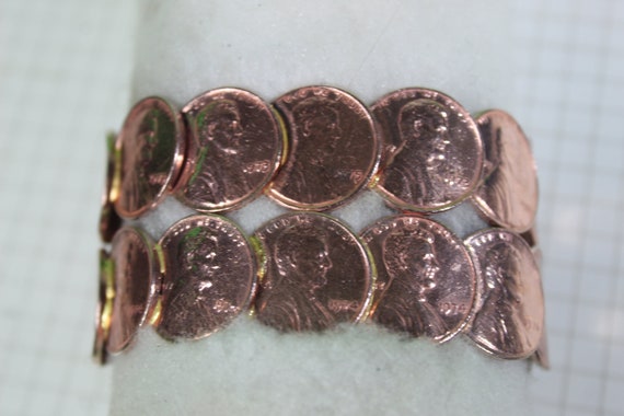 Genuine and Original Since 1975 Never-Broke Copper Double Row Penny Bracelet - Cuff style - Made with real Copper Pennies