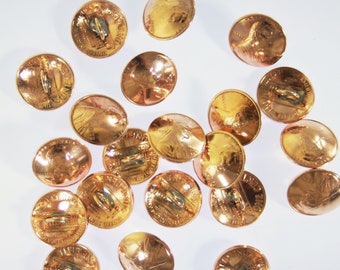 Botones de cobre auténticos de centavo - Caña soldada/abovedada/pulida - Cantidad de 12