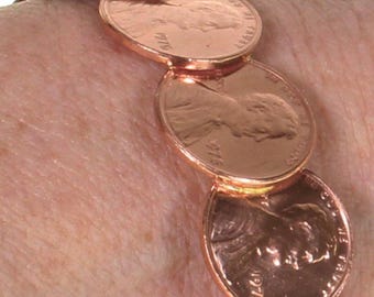 Wholesale Lot - 12 Assorted Copper Penny Bracelets