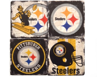 Pittsburgh Steelers Coaster Set, Football Coasters, Marble Coasters,  Man Cave Decor, Home Office Decor, Groomsmen Gift, Wedding Gift