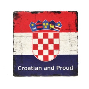 Croatia Flag National Colours Premium Glass Table Coaster with Gift Box 