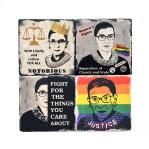 RBG Coasters, Ruth Bader Ginsburg, Supreme Court, Social Justice, I Dissent, Feminist Coasters, Law School, Graduation Gift, Gift For Her image 1