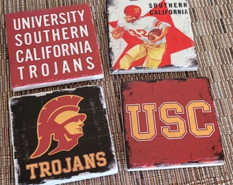 Trojan Coasters, Southern California Football, USC Gift, Man Cave Decor, College Dorm Decor, Gift For Dad, Boyfriend Gift, Birthday Gift