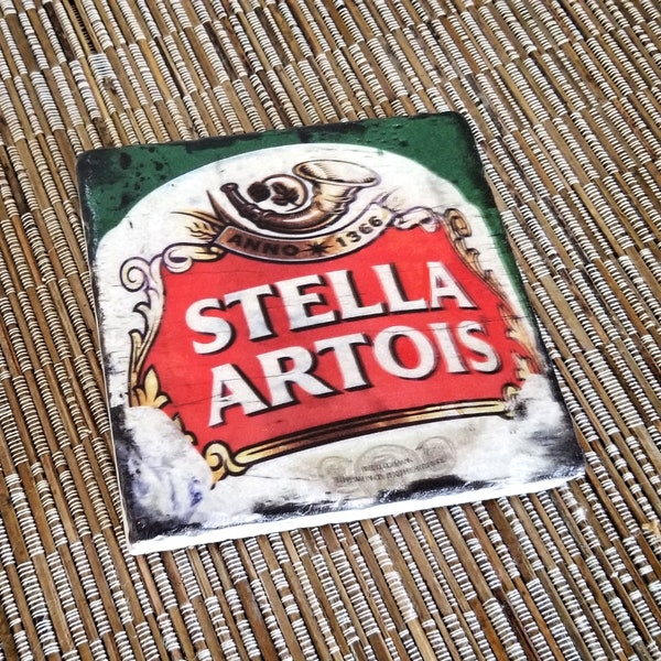 Stella Artois Beer, Beer Coasters, Man Cave Decor, Bar Decor, Gift For Dad, Best Friend Gift, Boyfriend Gift, Host Gift, Birthday Gift