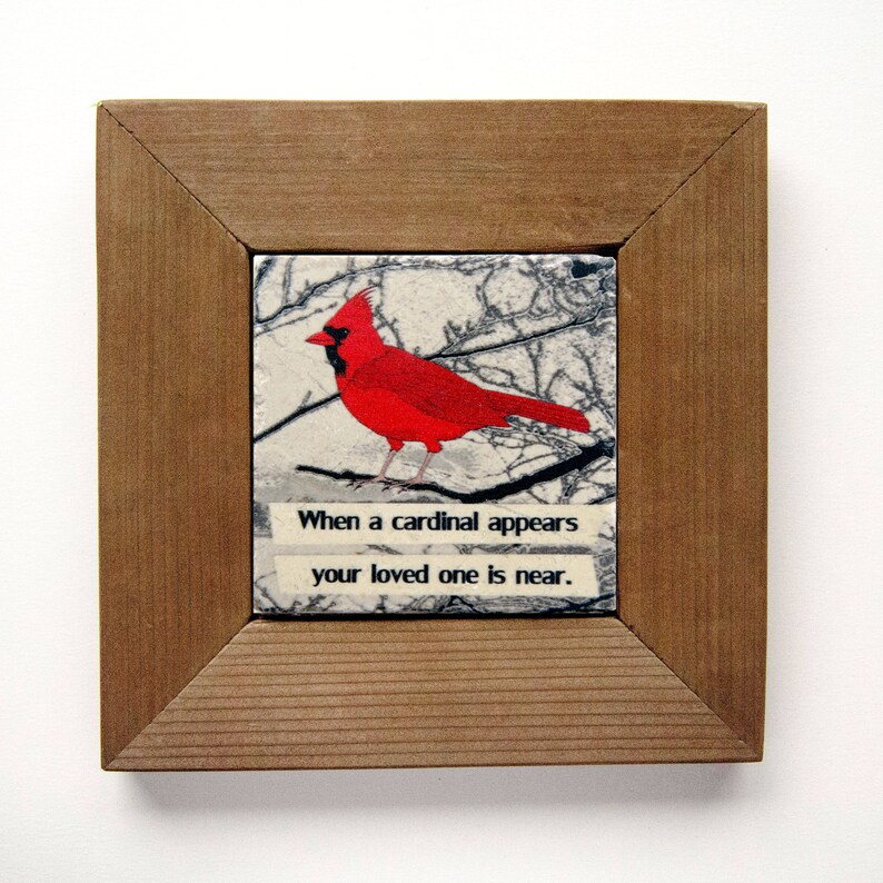 Cardinal With Frame Wood Red Image 0