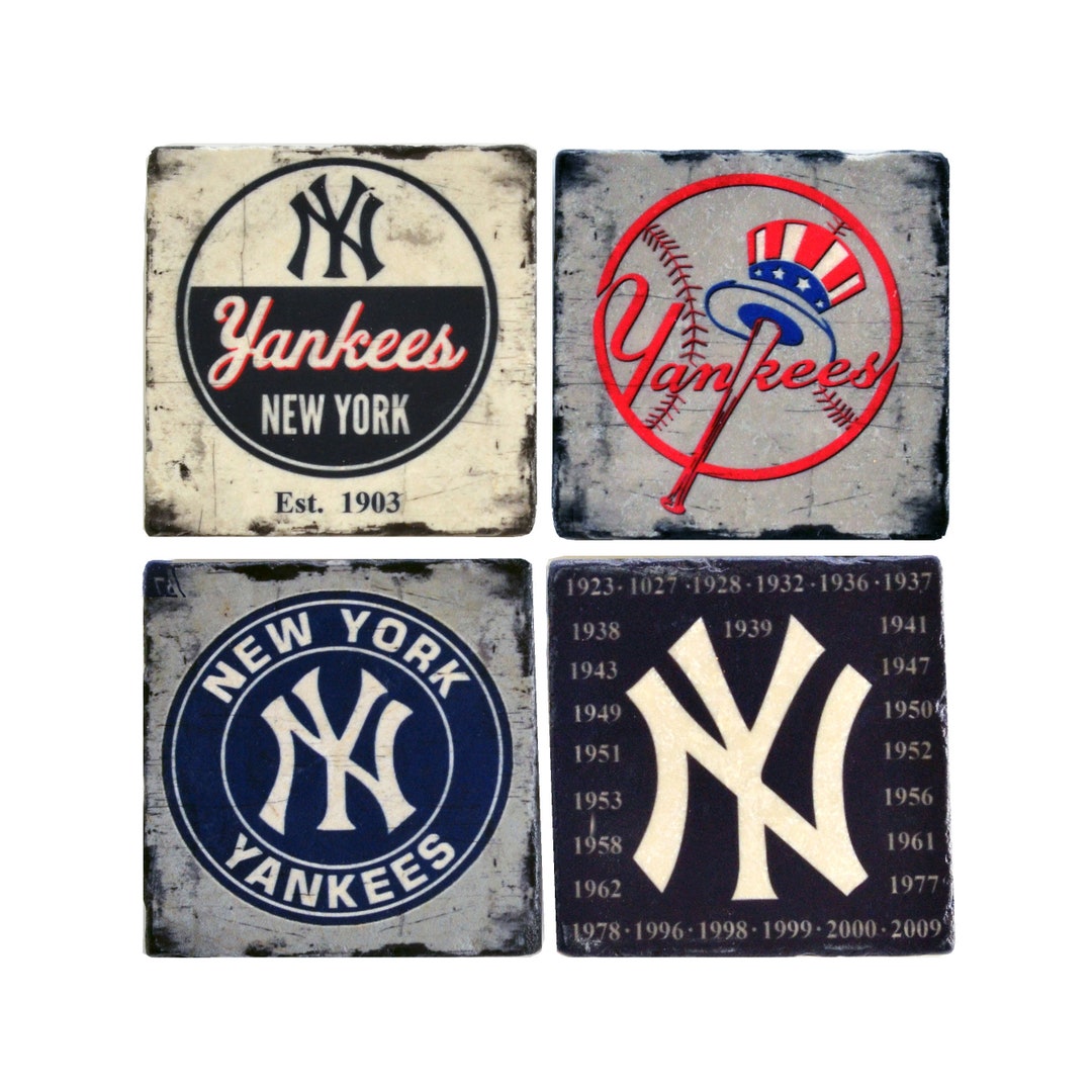 New York Yankees Coasters, Yankees Coasters, Baseball Tiles, Man Cave Decor, Home Bar Decor